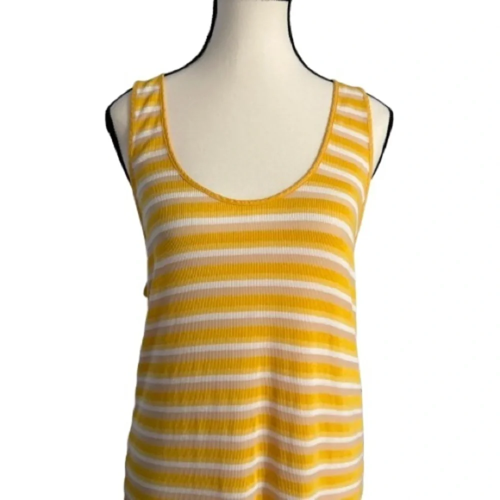 ZARA Yellow Striped Racerback Maxi Dress Women’s Medium Beach Vacation Resort